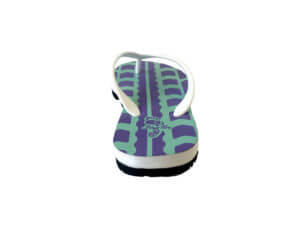 Kids Teal Purple and White Traction Graphic Tread Flip Flops